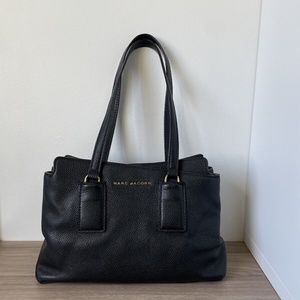 MARC JACOBS Double Edge Leather Satchel Shoulder Bag Black ❤️
